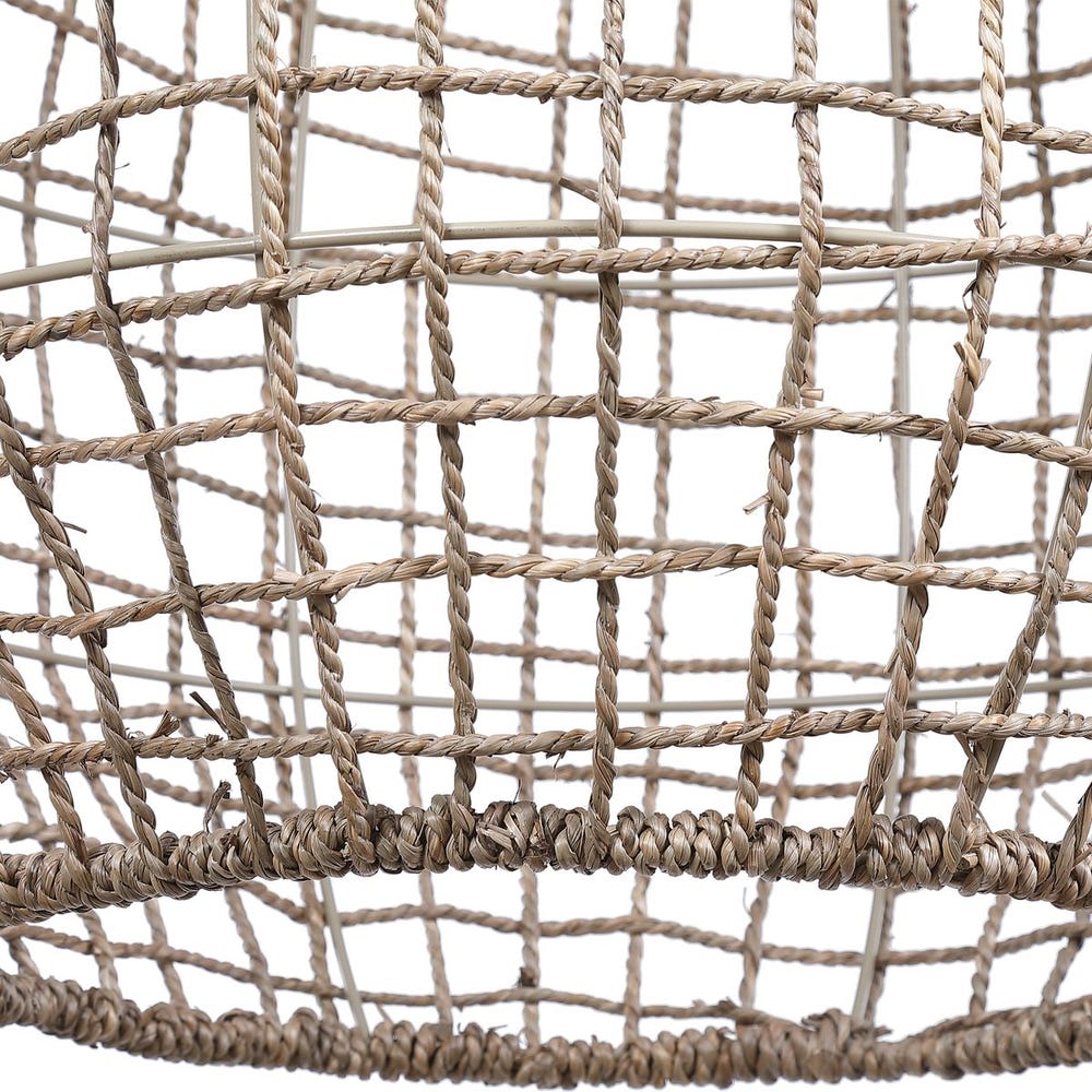 Cross Weave Seagrass Pendant with Bronze Accents