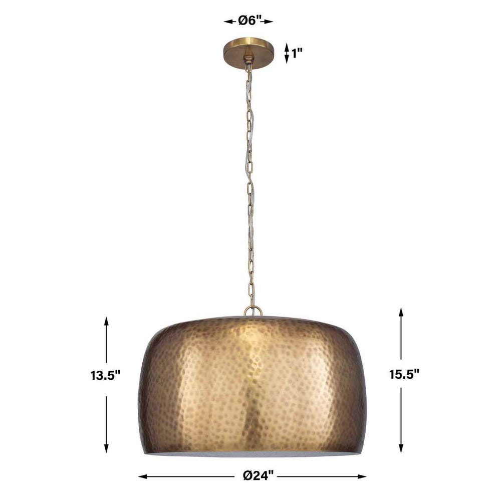 Lemont Hammered Brass Dome Pendant Light