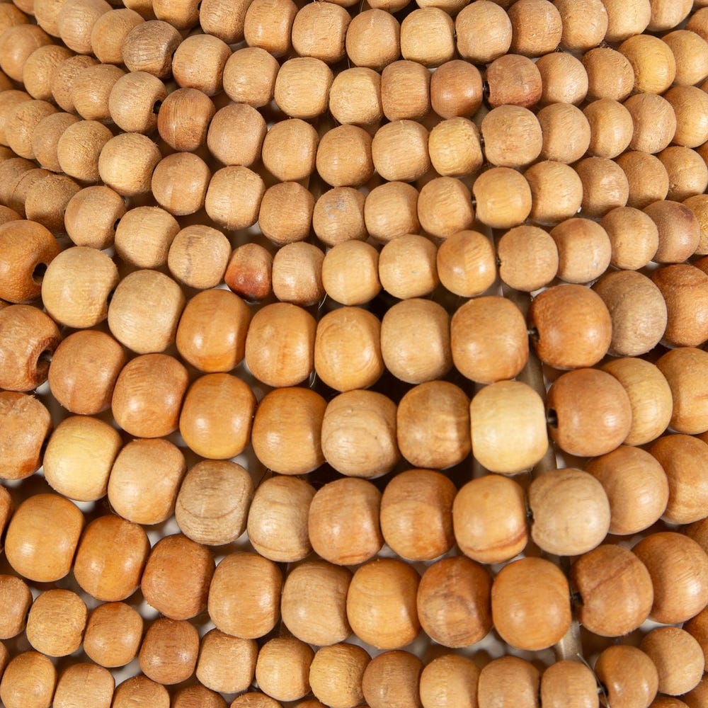 Kauri Wooden Beaded Pendant with Brass Accents