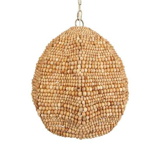 Kauri Wooden Beaded Pendant with Brass Accents