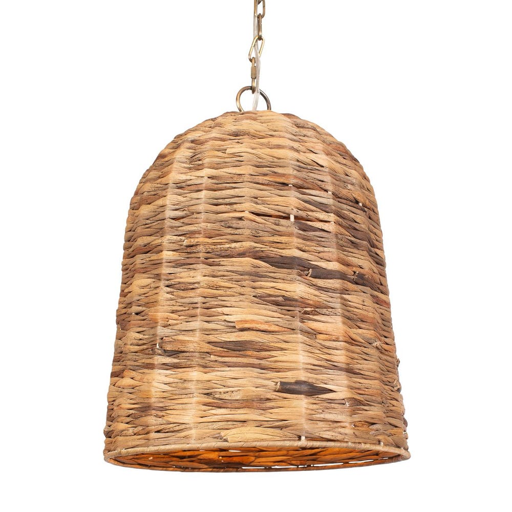 Rotorua Seagrass Pendant with Antique Brass Accents
