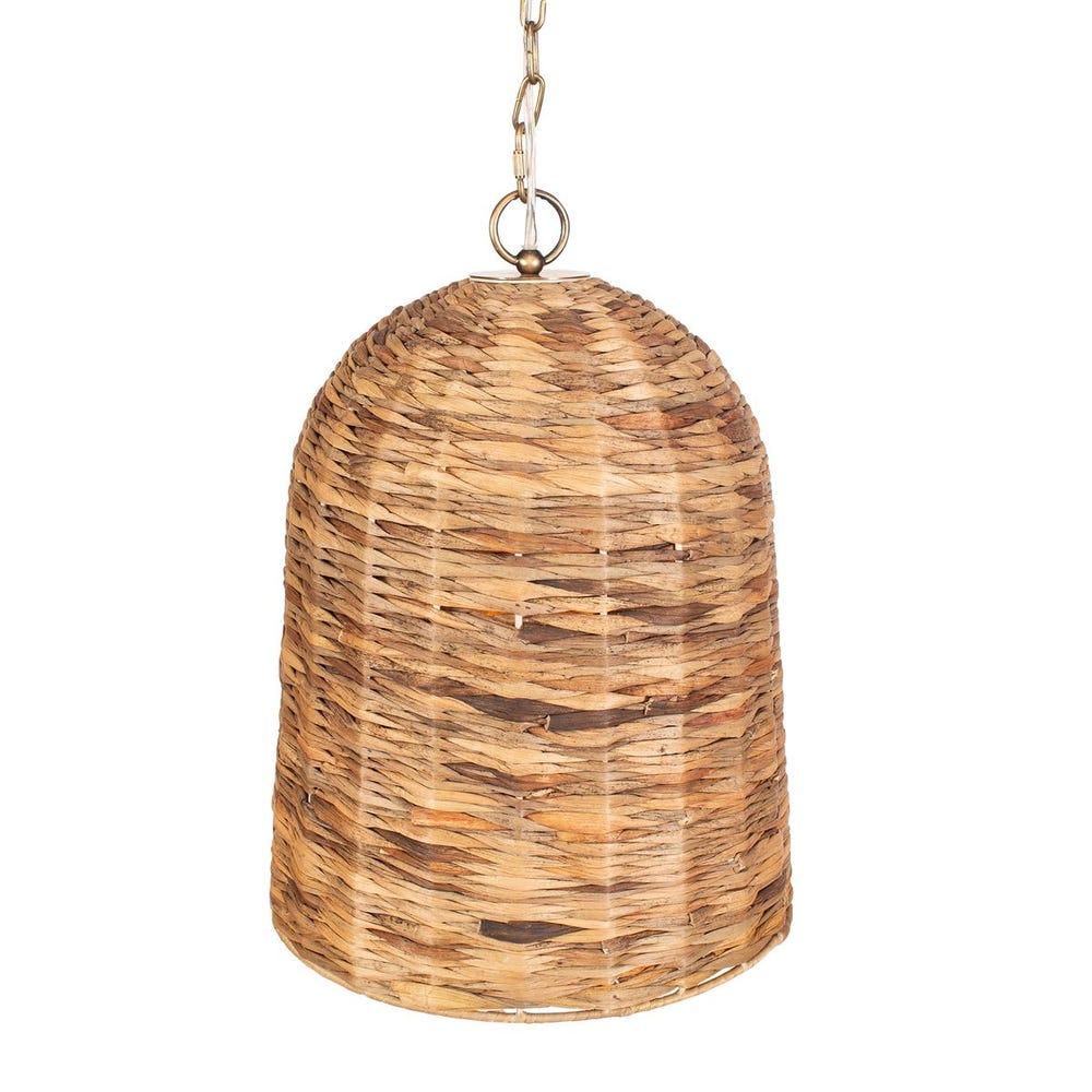Rotorua Seagrass Pendant with Antique Brass Accents