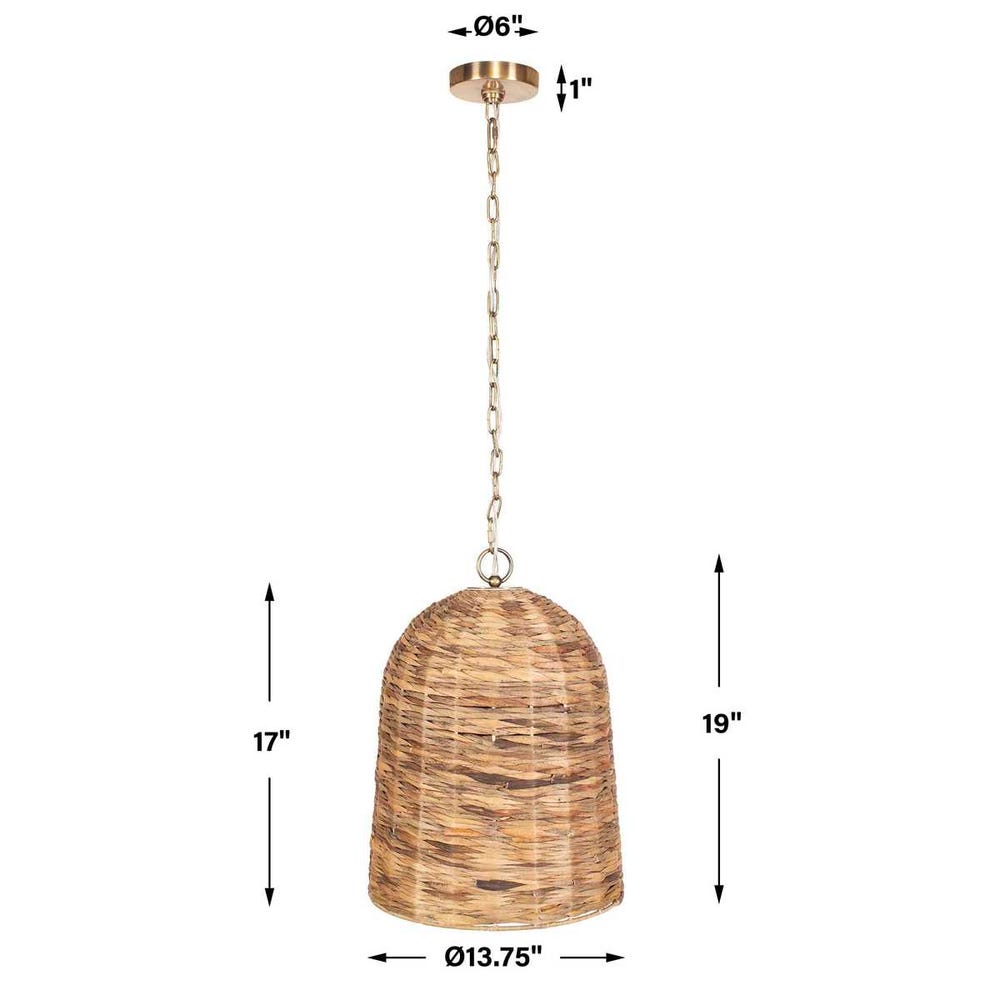 Rotorua Seagrass Pendant with Antique Brass Accents