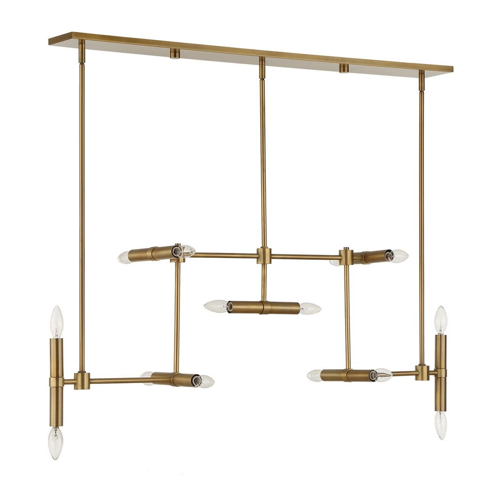 Cadre Linear Fourteen Light Brass Pendant Fixture