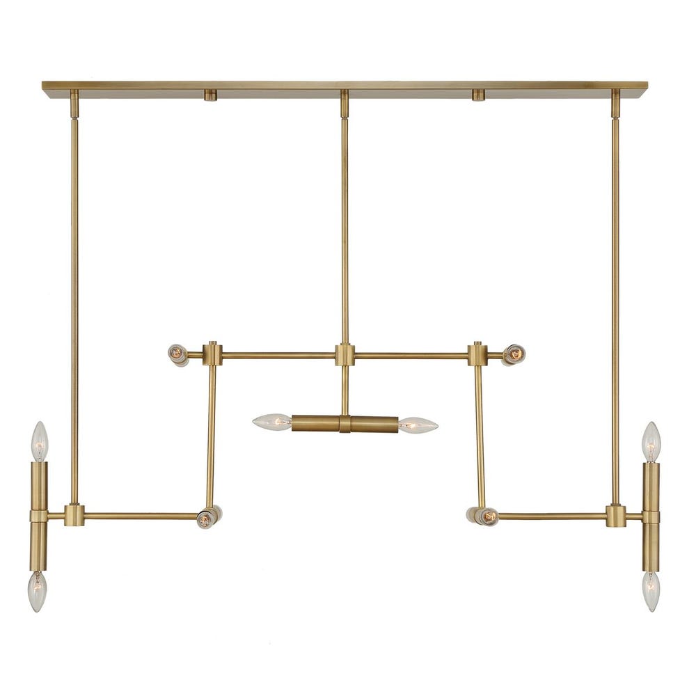 Cadre Linear Fourteen Light Brass Pendant Fixture