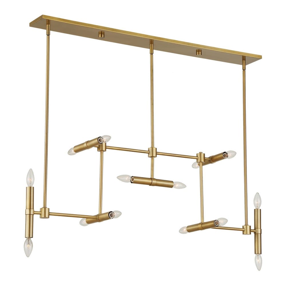 Cadre Linear Fourteen Light Brass Pendant Fixture