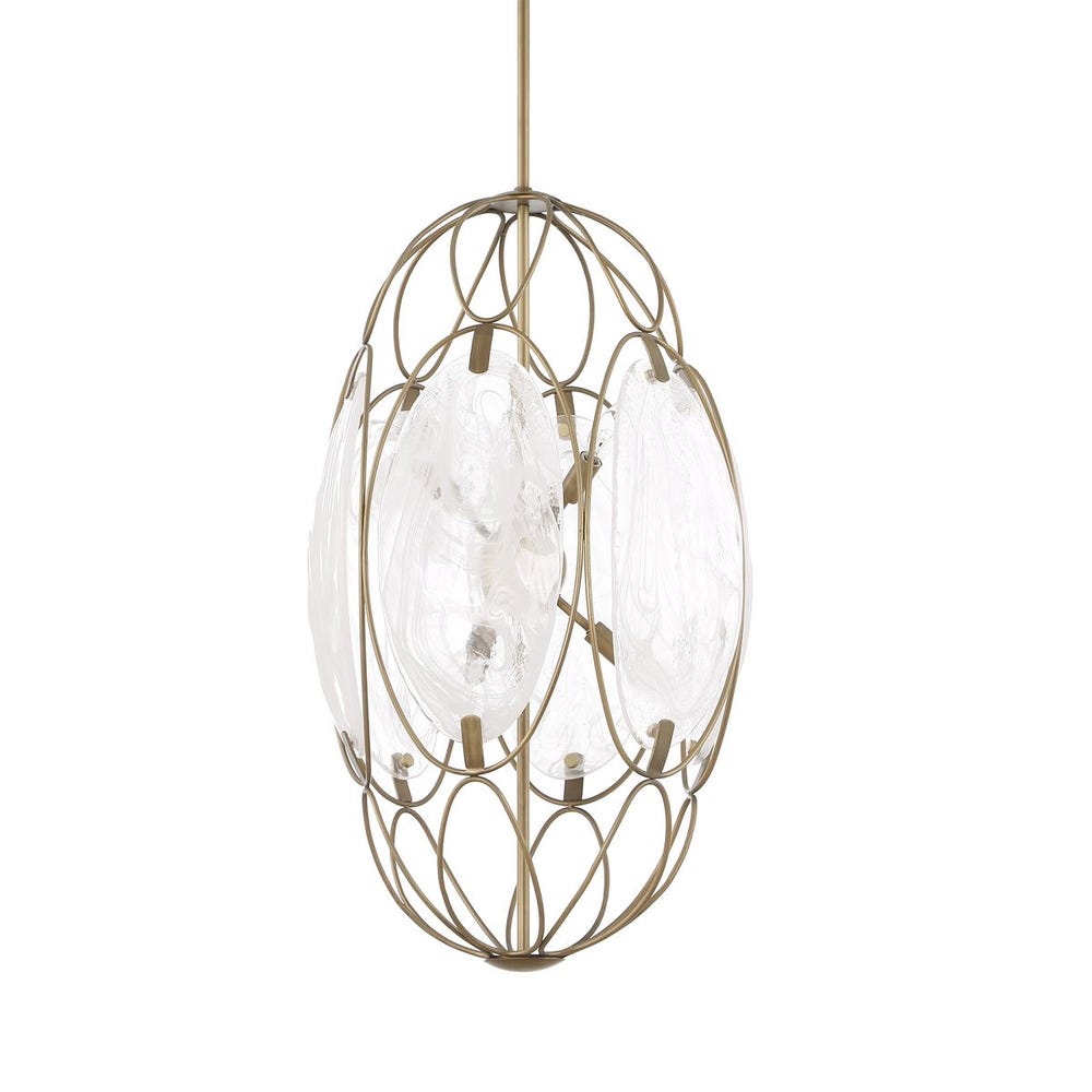 Valencia Gold Oval Six Light Pendant Fixture