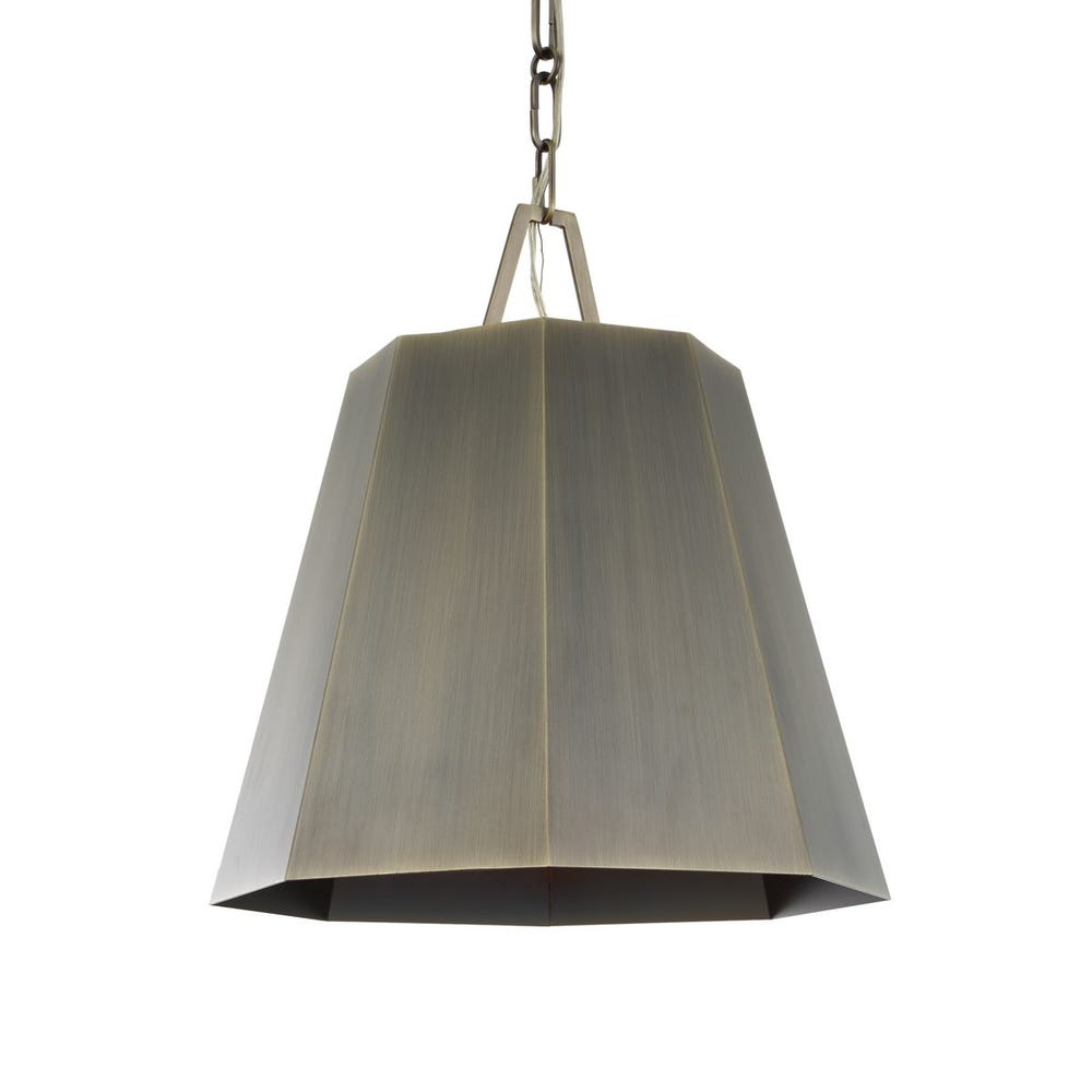 Granada Hexagon Brass Pendant with Weathered Finish