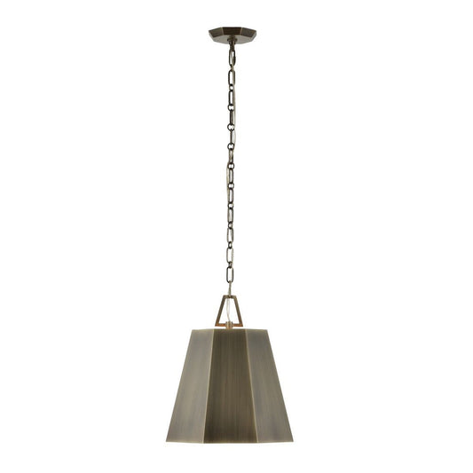 Granada Hexagon Brass Pendant with Weathered Finish