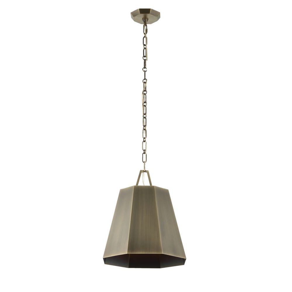 Granada Hexagon Brass Pendant with Weathered Finish