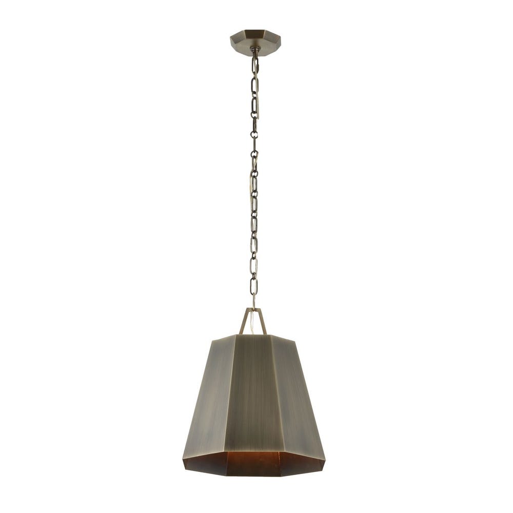 Granada Hexagon Brass Pendant with Weathered Finish