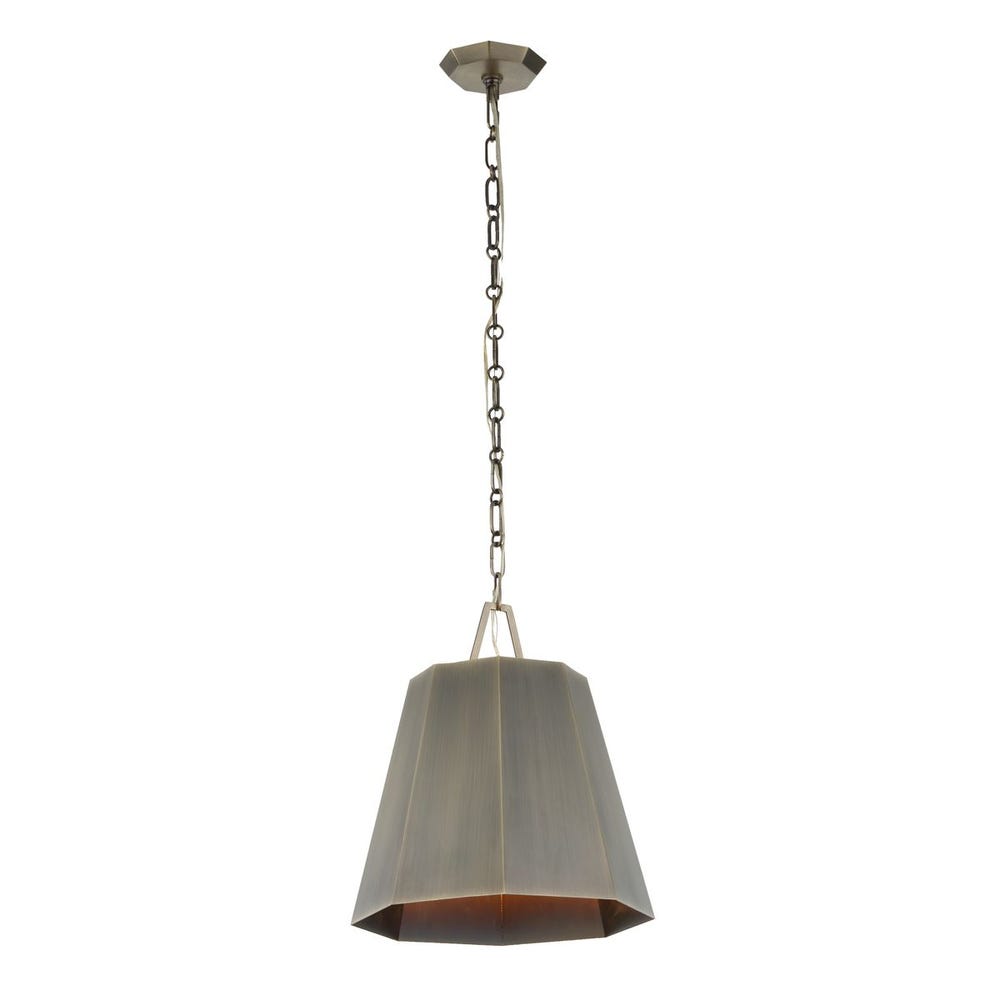 Granada Hexagon Brass Pendant with Weathered Finish