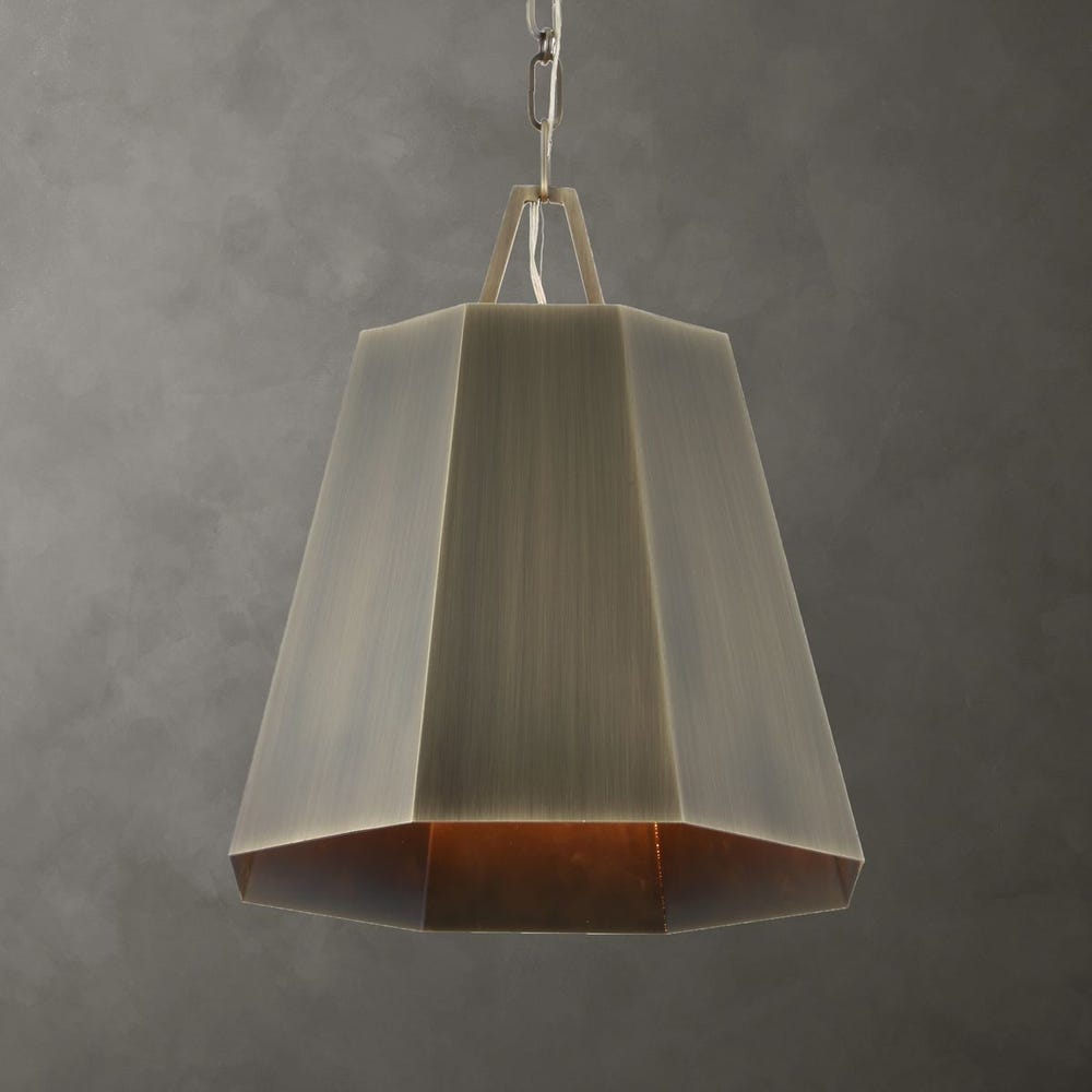 Granada Hexagon Brass Pendant with Weathered Finish