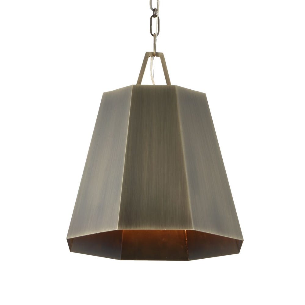 Granada Hexagon Brass Pendant with Weathered Finish
