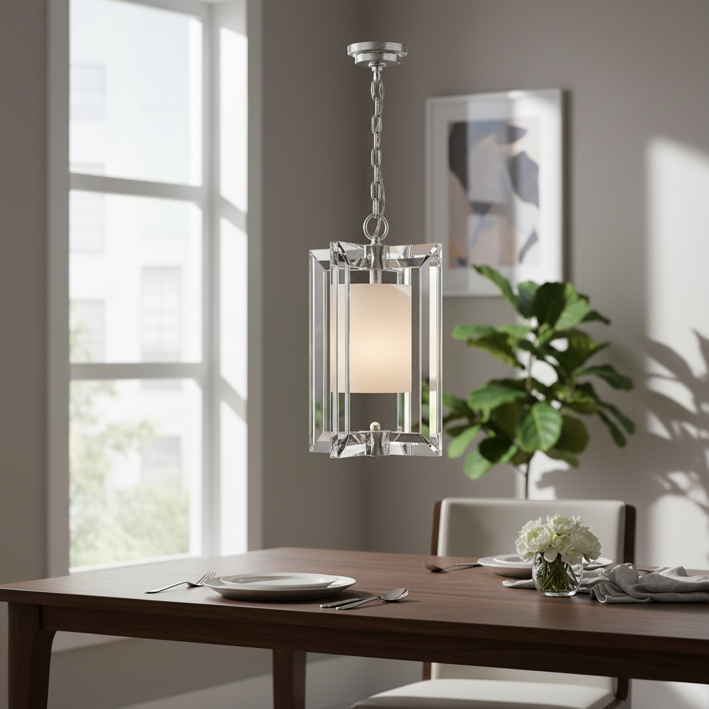 Lucan Large Pendant Distressed Silver Crystal Alabaster