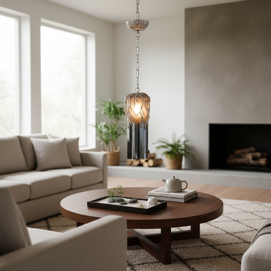 Zen Garden Pendant Light Champagne Glass Lantern