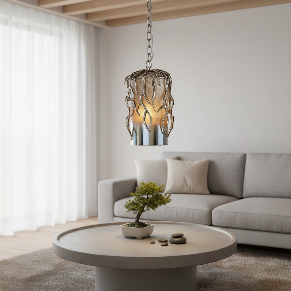 Zen Garden Pendant Light Champagne Glass Lantern