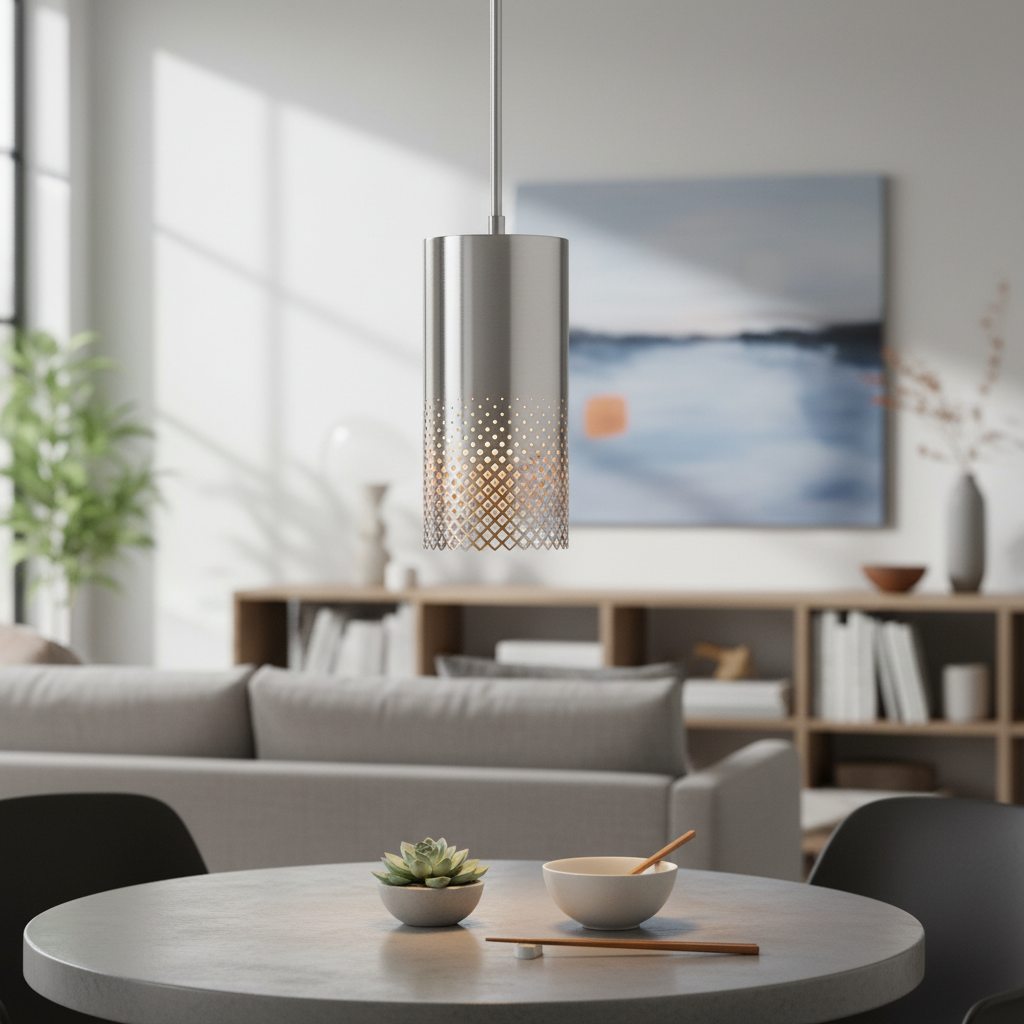 Manheim Satin Nickel Cylinder Pendant with Ombre