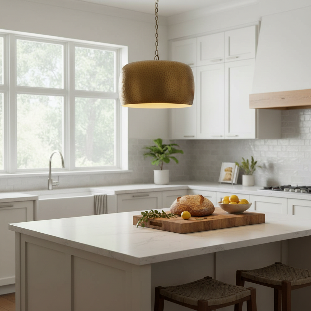 Lemont Hammered Brass Dome Pendant Light