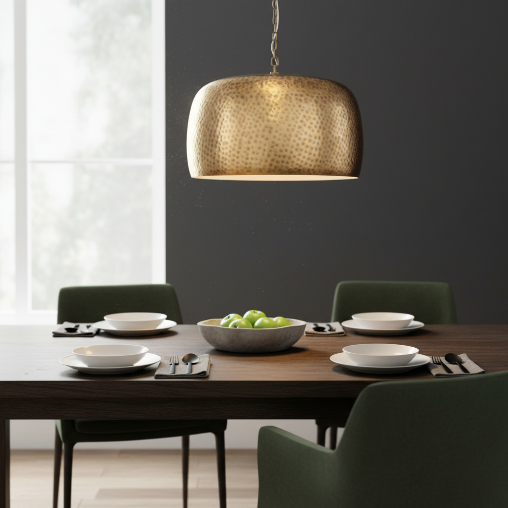 Lemont Hammered Brass Dome Pendant Light