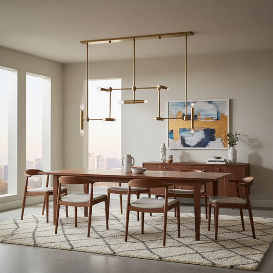 Cadre Linear Fourteen Light Brass Pendant Fixture