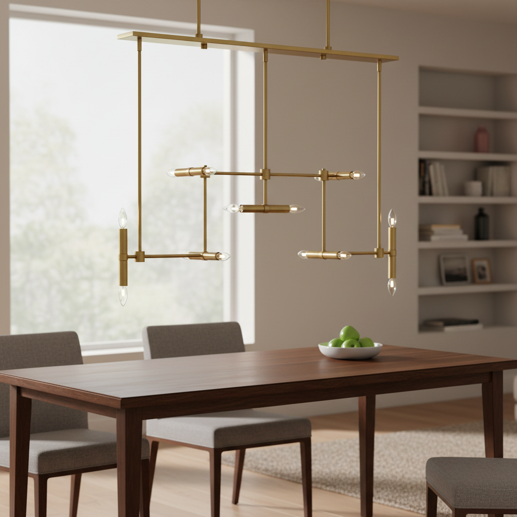 Cadre Linear Fourteen Light Brass Pendant Fixture