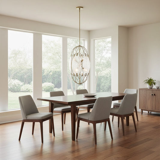 Valencia Gold Oval Six Light Pendant Fixture